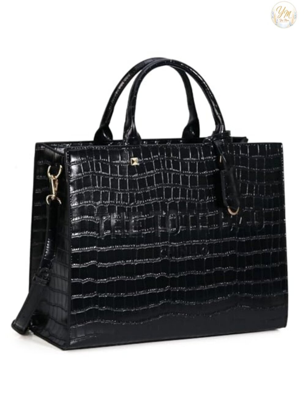 Faux Leather Tote Bag with Adjustable Shoulder Strap